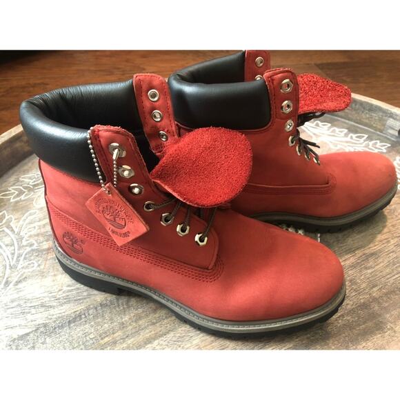 Men's Timberland Red Leather and Nubuk 6" Boots- Size 9M - Picture 1 of 11